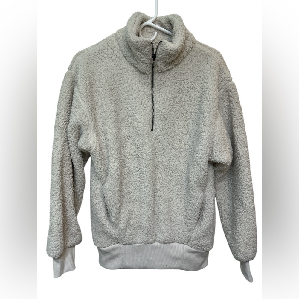 American Eagle quarter zip cream Sherpa wooly sweatshirt